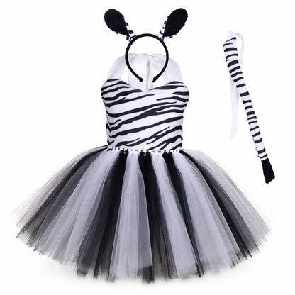 Tiger Costume for Baby Kids Forest Birthday Party Tutu Dress Outfit Toddler Girls Carnival Halloween Animal Giraffe Dress Up - Color:6