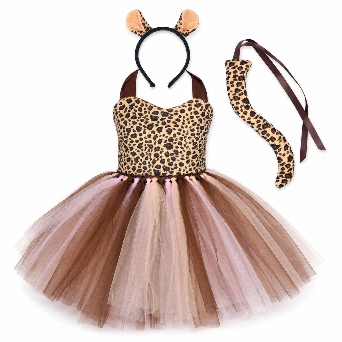 Tiger Costume for Baby Kids Forest Birthday Party Tutu Dress Outfit Toddler Girls Carnival Halloween Animal Giraffe Dress Up - Color:5