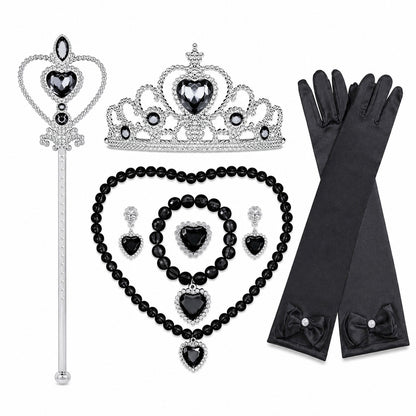 2025 Girls Cosplay Vampire Halloween Dress For Kids Ghost Bride Gothic Costume Count Vampiran Carnival Outfit Black Red Clothes - Color:Acc Set