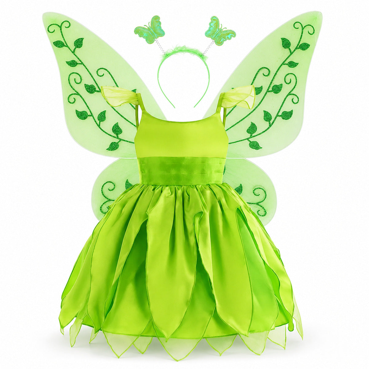 Disney Flower Fairy Dress Up Girls Cosplay Princess Dress Wings Halloween Elves Costume Carnival Party Tinkerbell Bell Dress - Color:Fairy 3