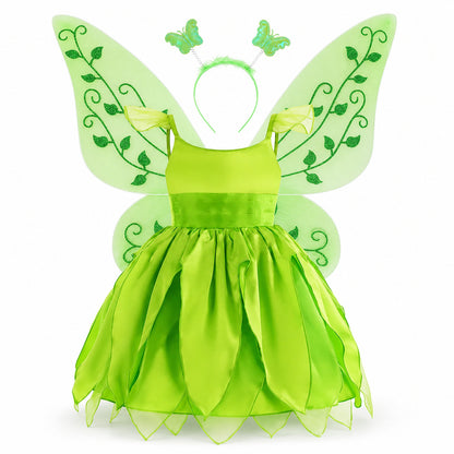 Disney Flower Fairy Dress Up Girls Cosplay Princess Dress Wings Halloween Elves Costume Carnival Party Tinkerbell Bell Dress - Color:Fairy 3