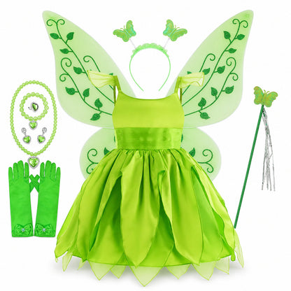 Disney Flower Fairy Dress Up Girls Cosplay Princess Dress Wings Halloween Elves Costume Carnival Party Tinkerbell Bell Dress - Color:Fairy 5
