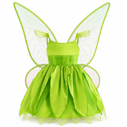 Disney Flower Fairy Dress Up Girls Cosplay Princess Dress Wings Halloween Elves Costume Carnival Party Tinkerbell Bell Dress - Color:Fairy 7