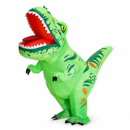 Inflatable T Rex Costume Funny Riding Dinosaur Outfit With Fan Halloween Carnival Party Cosplay Show Adult Green 210T Polyester