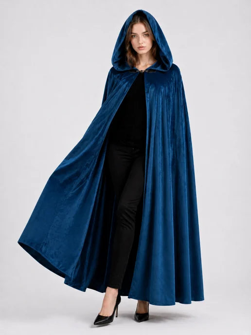 Blue Medieval Hooded Costume Cloak