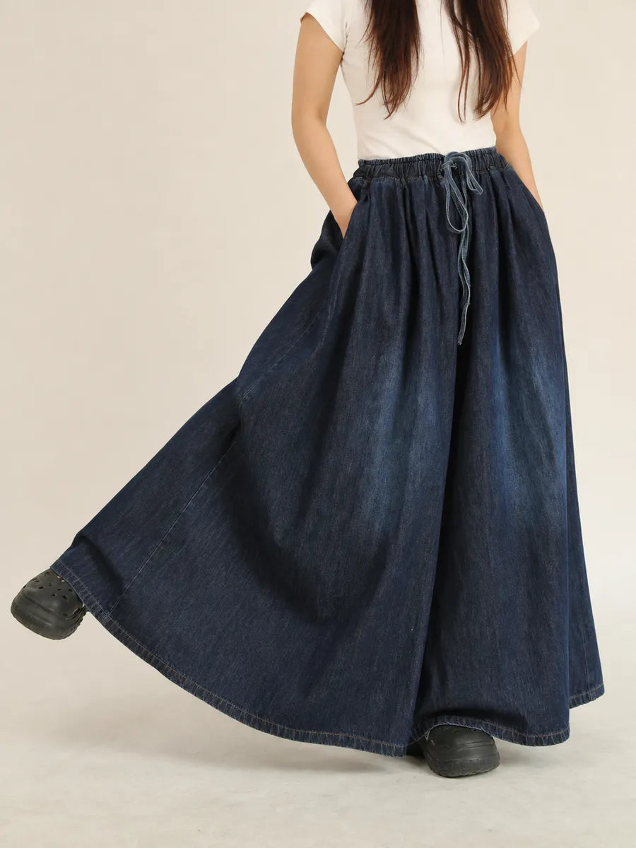 Dark Blue High-Waisted Wide-Leg Jeans