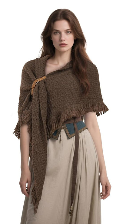 Brown Wool Triangular Shawl