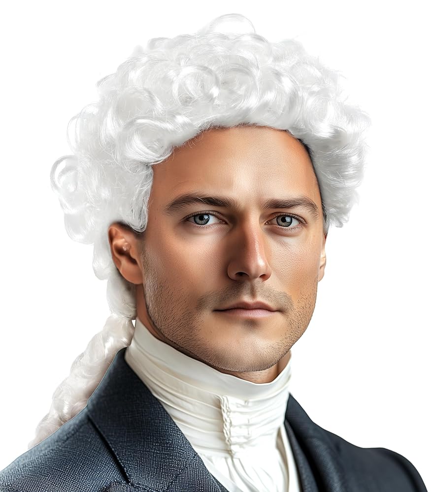 White Curly Lawyer Wig for Masquerade