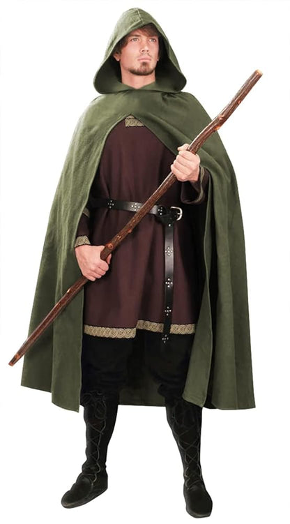 Dark Olive Hooded Costume Cape