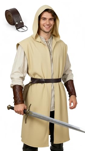 Khaki Hooded Carnival Cloak with Belt
