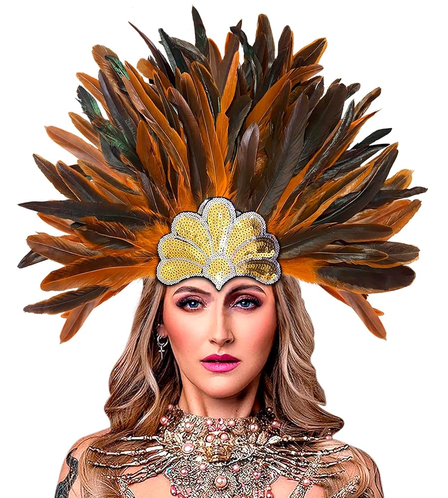Carnival Headpiece with Orange Feathers