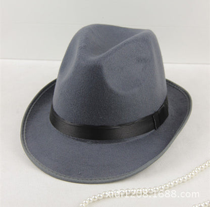 Carnival fedora hat with a short brim and ribbon