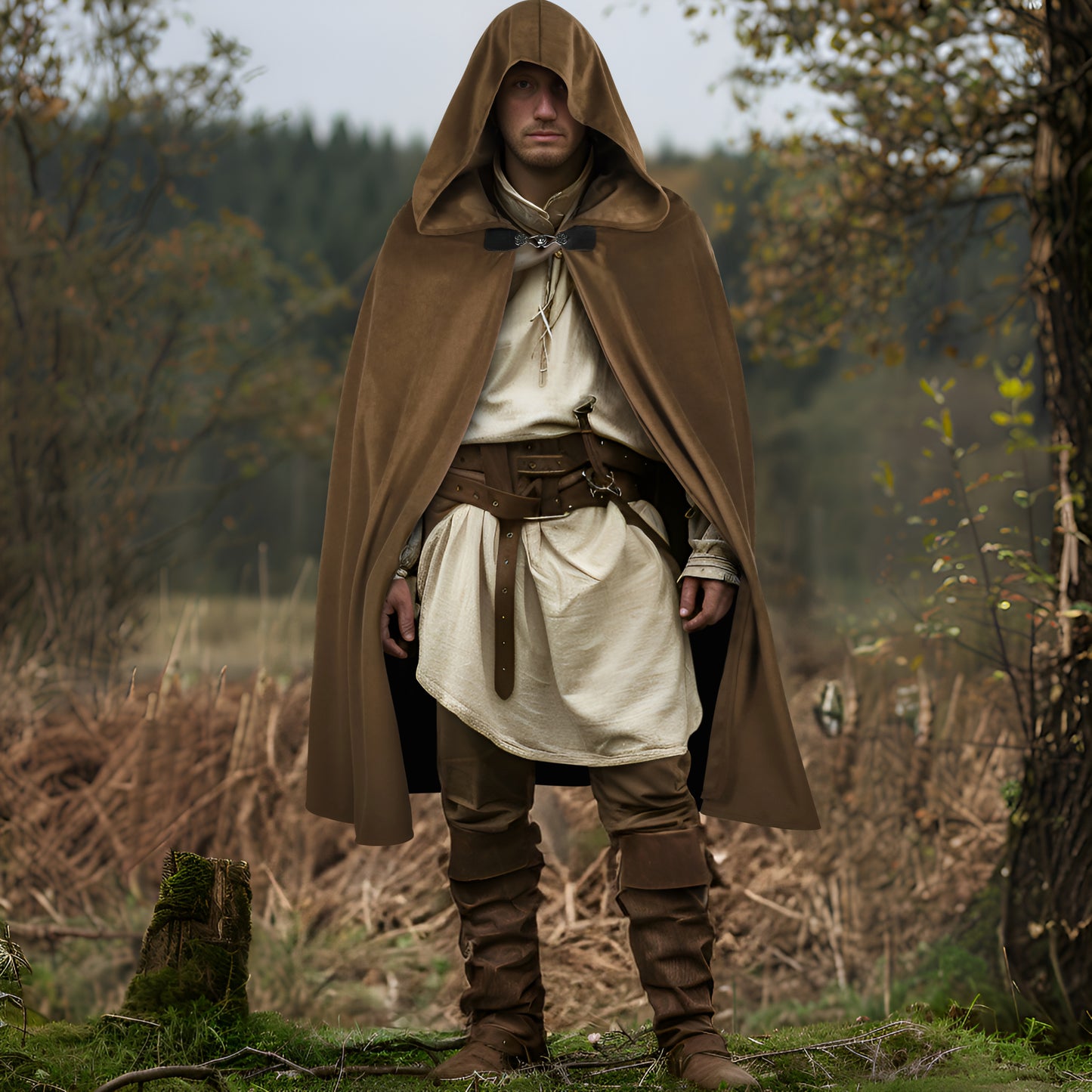 HOMELEX Hooded Cloak - Renaissance Medieval Hobbit Cosplay Cape for Men & Women | Halloween Costume