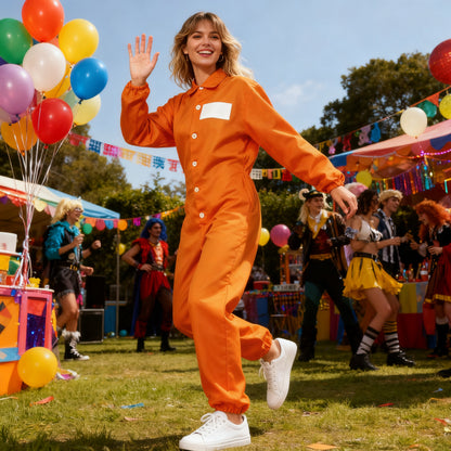 HOMELEX Orange Prison Jumpsuit Costume Mens Halloween Inmate Outfit Adult Jail Uniform