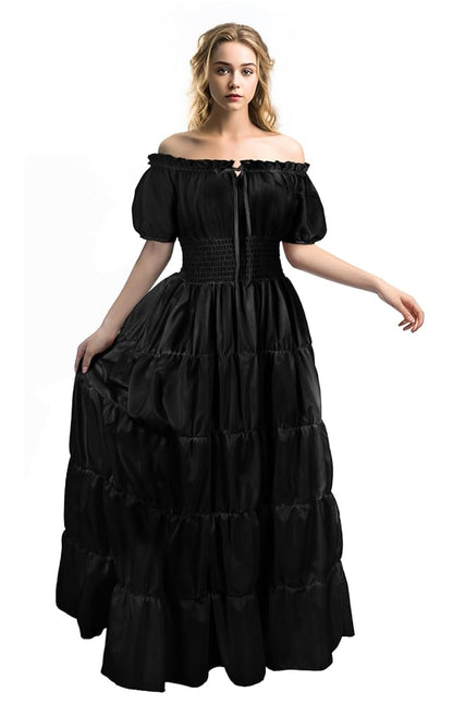 Black Tiered Medieval-Style Dress