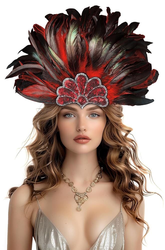 Red Feather Carnival Headpiece
