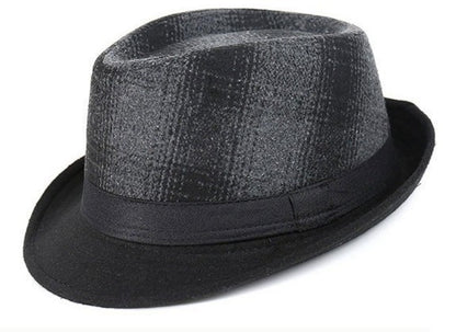 Men’s gray plaid carnival fedora hat