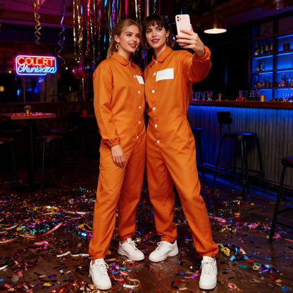 HOMELEX Orange Prison Jumpsuit Costume Mens Halloween Inmate Outfit Adult Jail Uniform