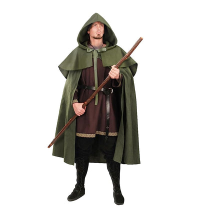 Olive Medieval Hooded Carnival Cloak