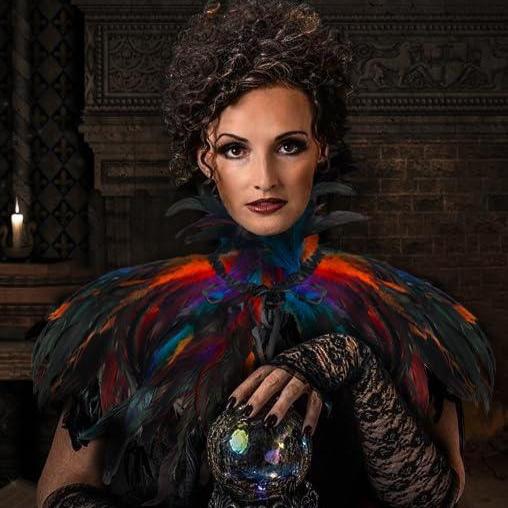 HOMELEX Black Witch Feather Collar Crow Shawl Costume Halloween Swan Wings Accessories Cape for Women - HOMELEX