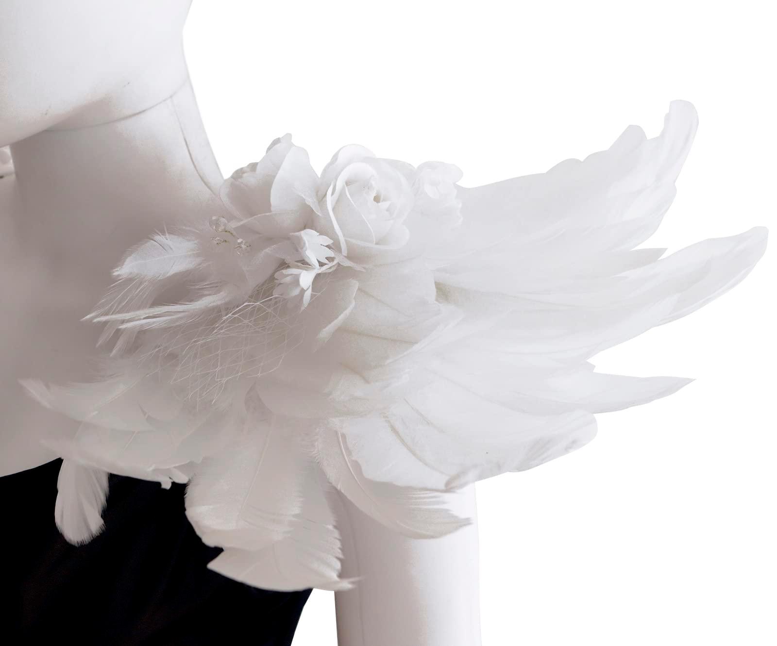 HOMELEX Shoulder Pad with Feathers Wings - Feather Harness Carnival Costumes for Women Masquerade Ball Raven Costume - HOMELEX