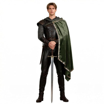 Green asymmetrical long carnival cape
