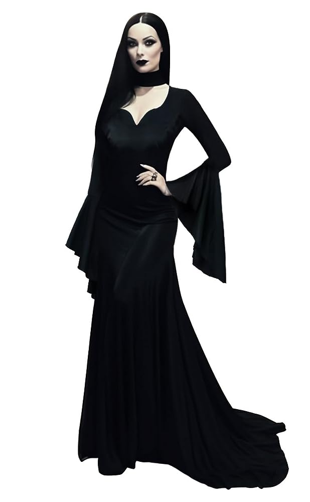 Black Gothic Floor-Length Evening Dress