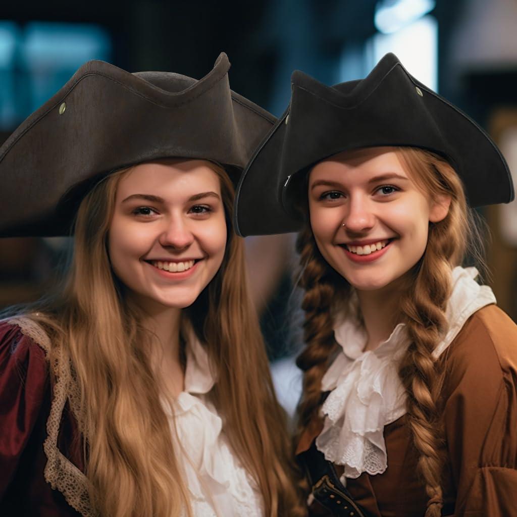 HOMELEX Pirate Hat for Women & Men Colonial Tricorn Halloween Adult Revolutionary war Costume Accessory - HOMELEX