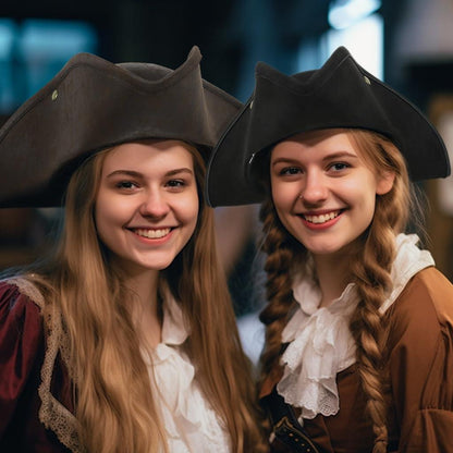 HOMELEX Pirate Hat for Women & Men Colonial Tricorn Halloween Adult Revolutionary war Costume Accessory - HOMELEX