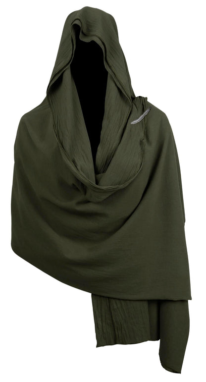 HOMELEX Medieval Black Padme Cape Shawl Post Apocalyptic Cloak Black Hooded Cowl - HOMELEX