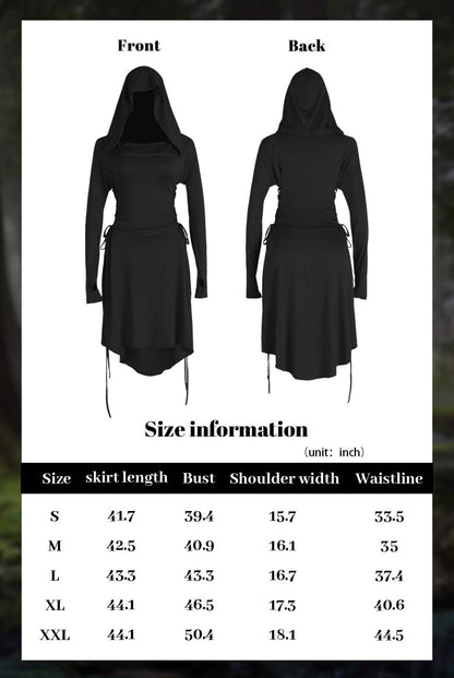 HOMELEX Renaissance Dress with Hood for Women - Medieval Ren Fair Hooded Cloak Halloween Robes Costume Black - HOMELEX