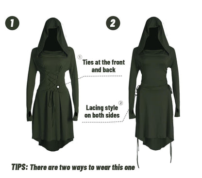 HOMELEX Renaissance Hood Dress for Women Medieval Ren Fair Halloween Hooded Cloak Robes Costume - HOMELEX
