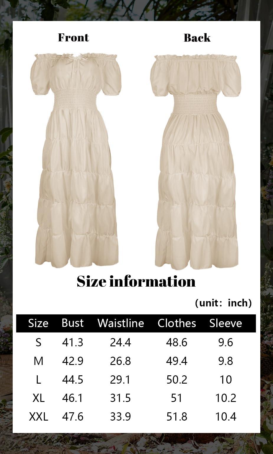 HOMELEX Renaissance Dress Women - Medieval Peasant Costume Plus Size Day of The Dead Dress - HOMELEX