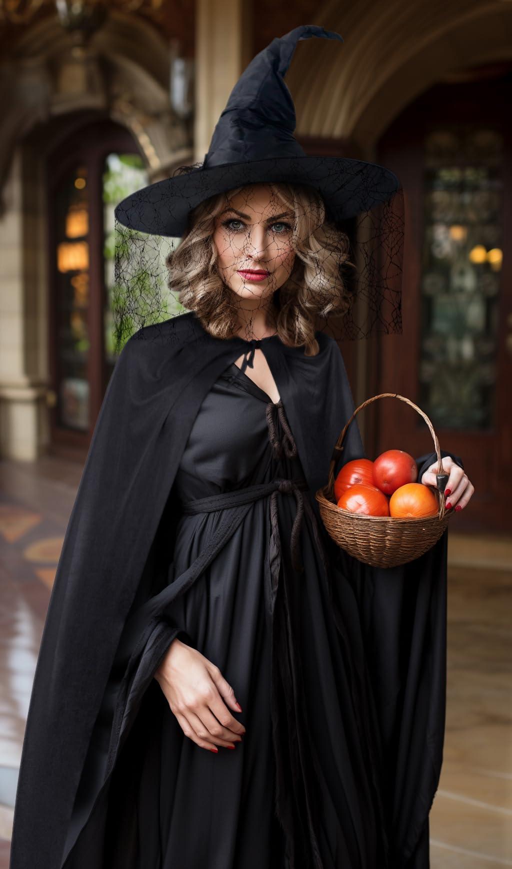 HOMELEX Unisex Black Velvet Adult Cape Full Length Hooded Robe Halloween Cloak - HOMELEX