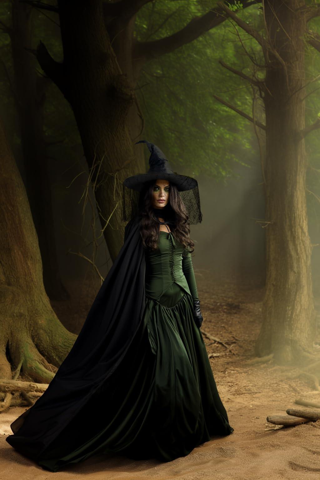 HOMELEX Unisex Black Velvet Adult Cape Full Length Hooded Robe Halloween Cloak - HOMELEX