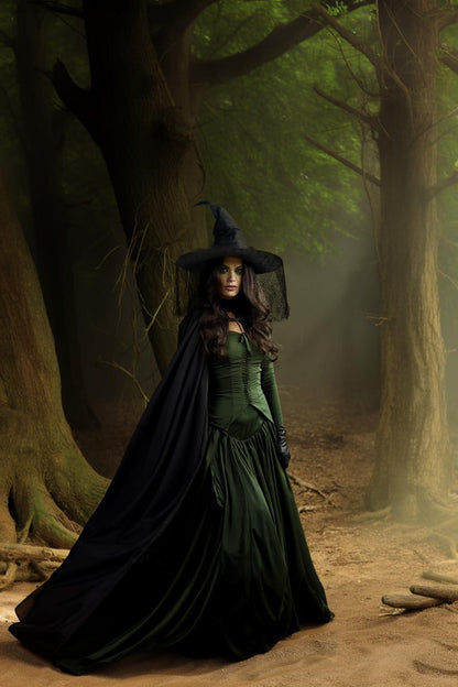 HOMELEX Unisex Black Velvet Adult Cape Full Length Hooded Robe Halloween Cloak - HOMELEX