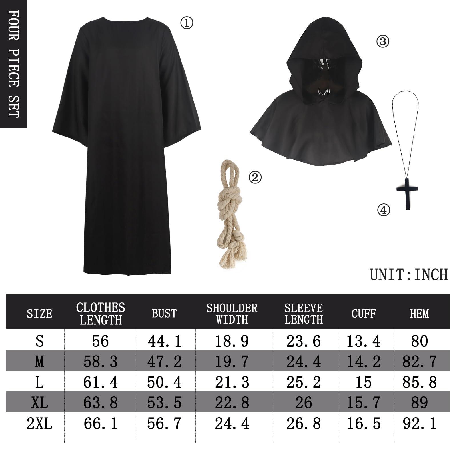 HOMELEX Medieval Monk Robe for Adult - Renaissance Midievil Friar Costume - Halloween Hooded Cultist Robes - HOMELEX