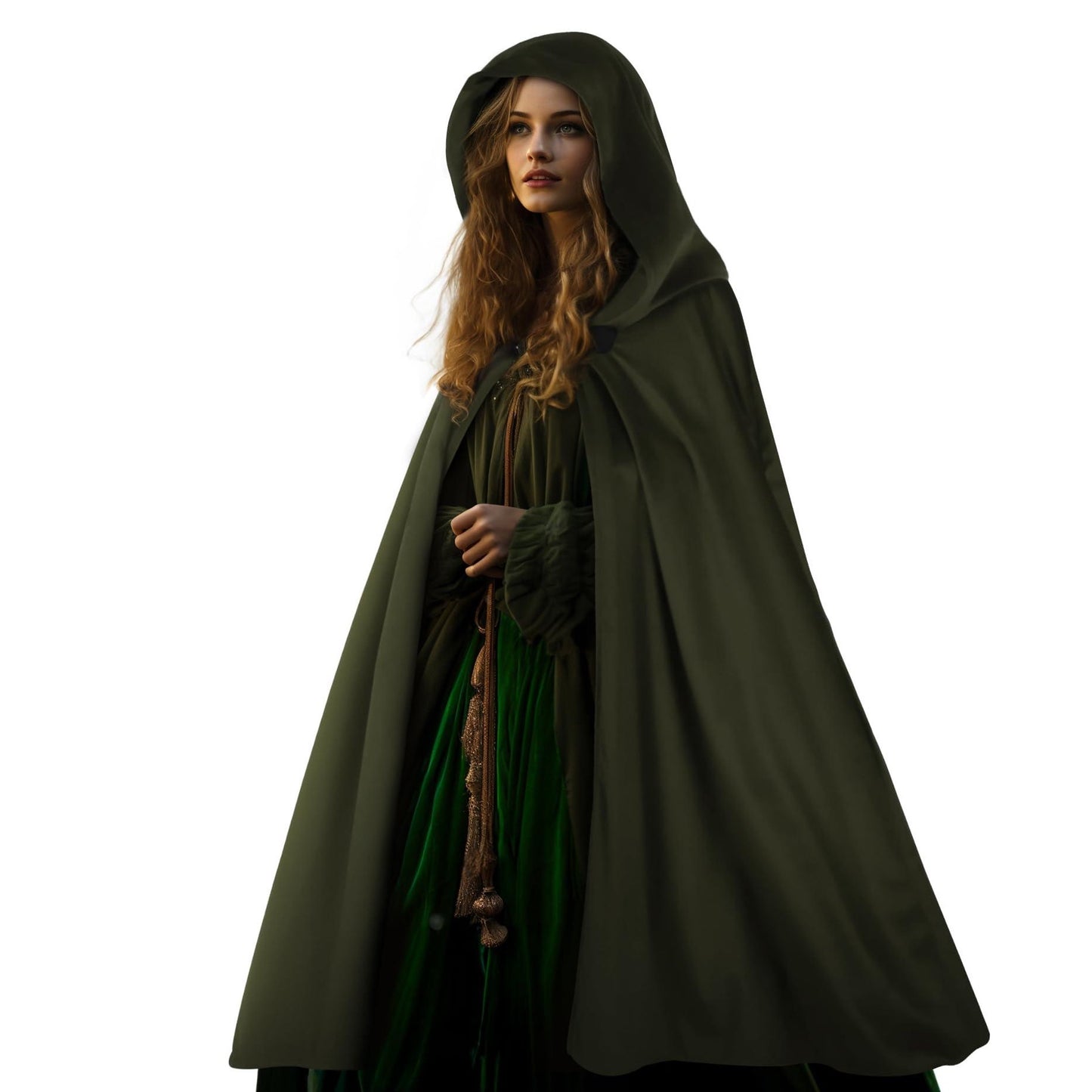 HOMELEX Hooded Cloak - Renaissance Medieval Hobbit Cosplay Cape for Men & Women | Halloween Costume