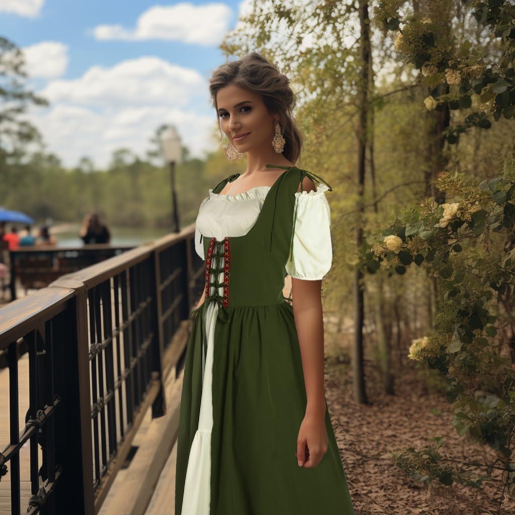 HOMELEX Renaissance Dress Women - Medieval Elf Costume Plus Size Ren Faire Midevil Festival Outfit - HOMELEX