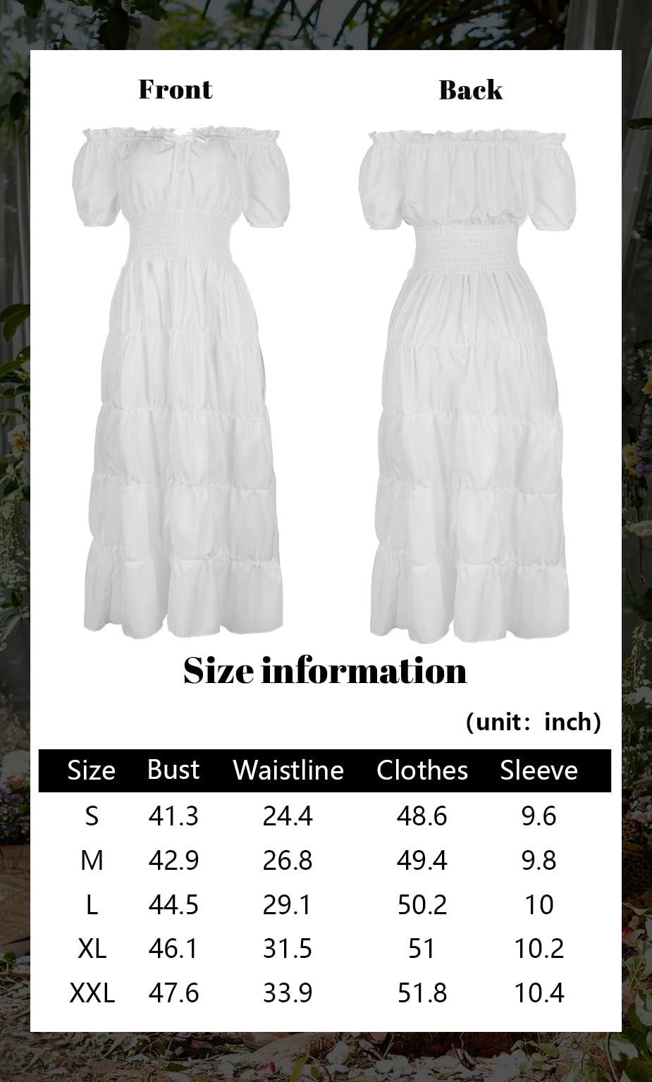 HOMELEX Renaissance Dress Women - Medieval Peasant Costume Plus Size Day of The Dead Dress - HOMELEX