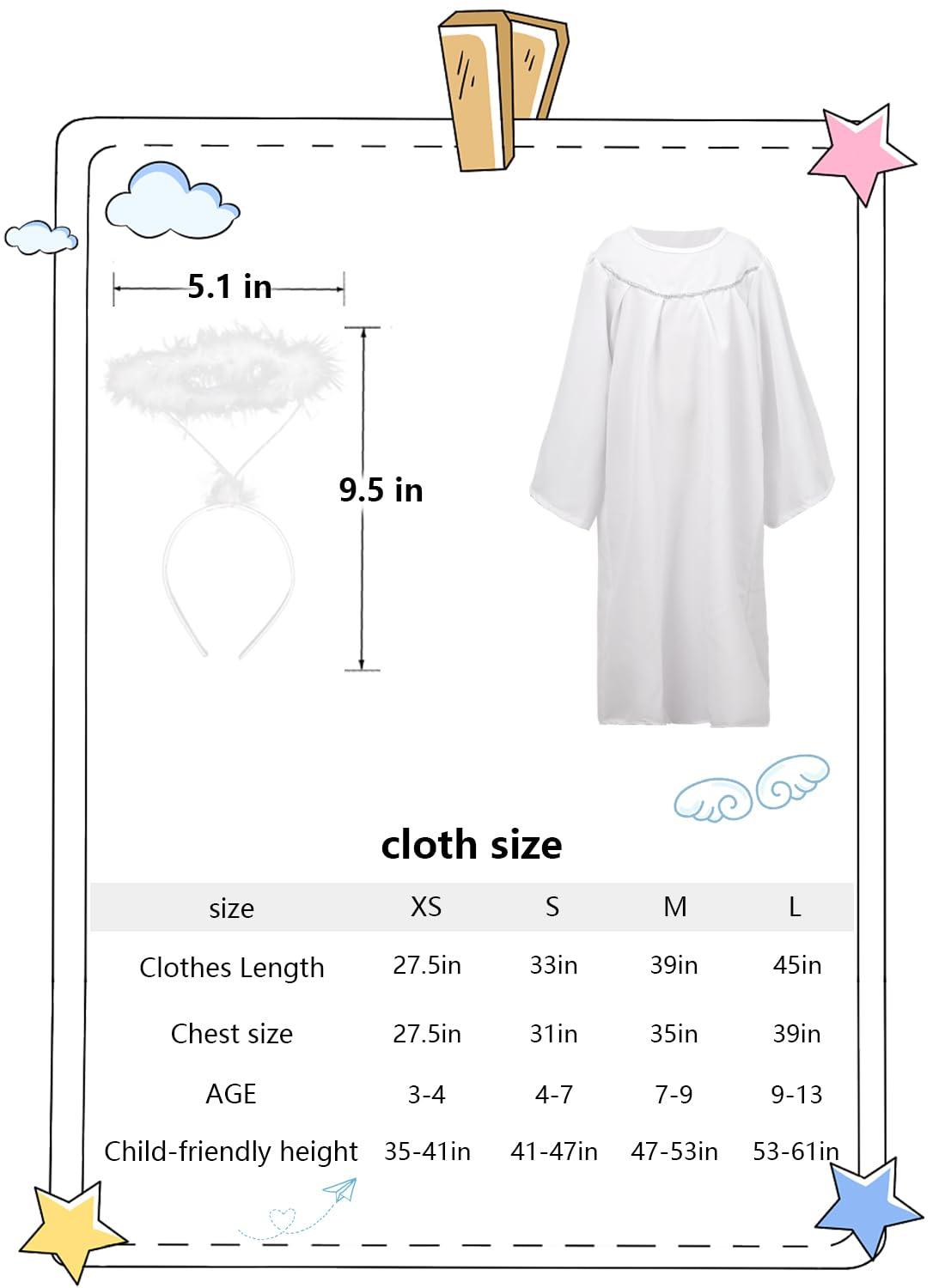 HOMELEX Kids Angel Costume With Halo Christmas Church Robes Angel Dress for Girl - HOMELEX