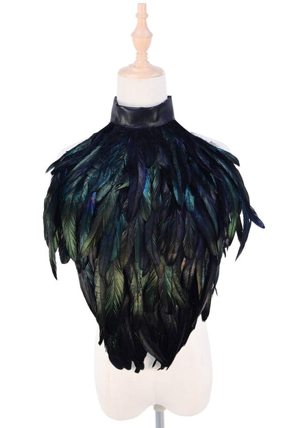 HOMELEX Feather Cape Shawl Costume Witch Wings Collar Adult Crow Neck - HOMELEX