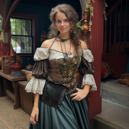 HOMELEX Renaissance Belt Pouch - Medieval Leather Bag for Halloween Faire Costume Accessories - HOMELEX