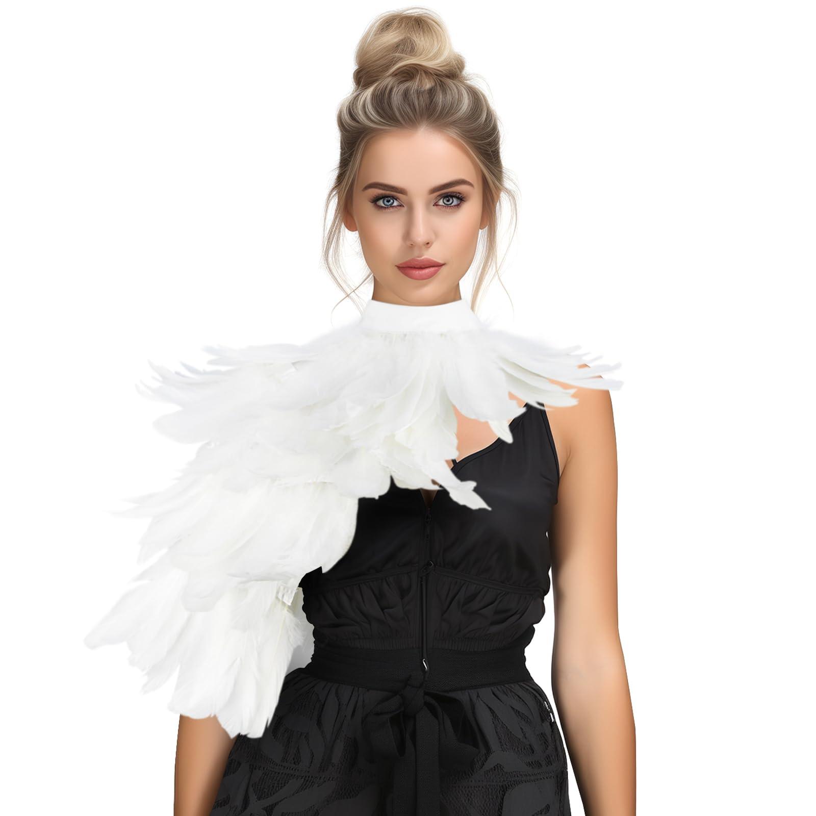 HOMELEX Feather Cape Shawl Costume Black Witch Wings Collar Adult Crow Neck - HOMELEX
