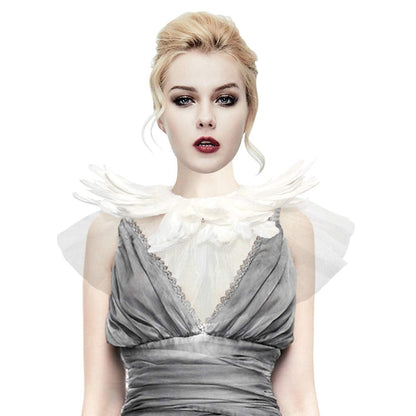 Feather Lace Shawl for Women - Gothic Feathers Crow Costume Witch Halloween Cape Accessories - HOMELEX