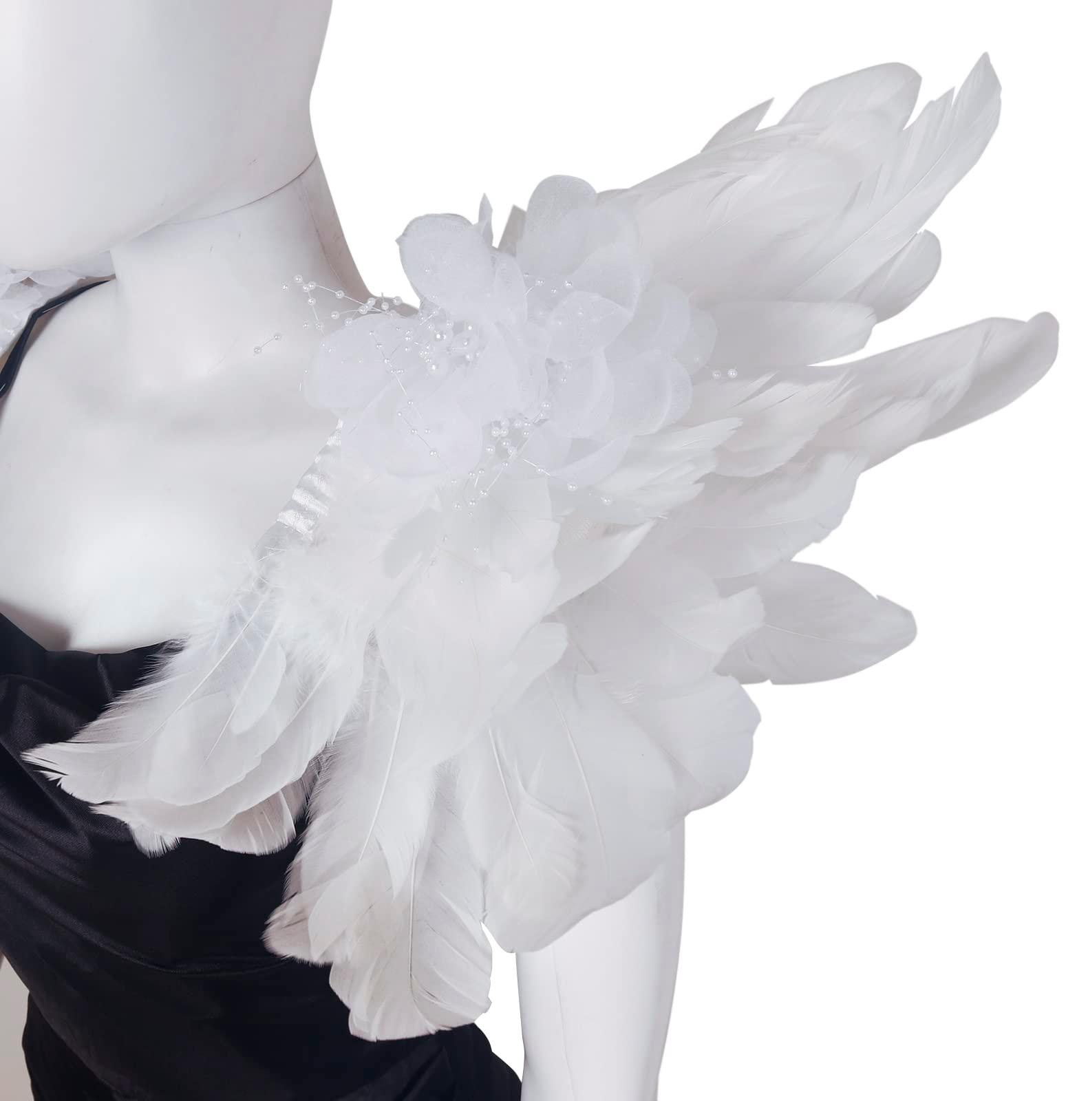 HOMELEX Shoulder Pad with Feathers Wings - Feather Harness Carnival Costumes for Women Masquerade Ball Raven Costume - HOMELEX