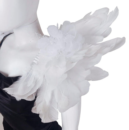 HOMELEX Shoulder Pad with Feathers Wings - Feather Harness Carnival Costumes for Women Masquerade Ball Raven Costume - HOMELEX