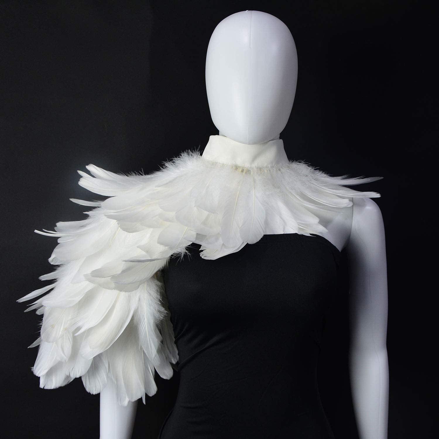 HOMELEX Feather Cape Shawl Costume Black Witch Wings Collar Adult Crow Neck - HOMELEX