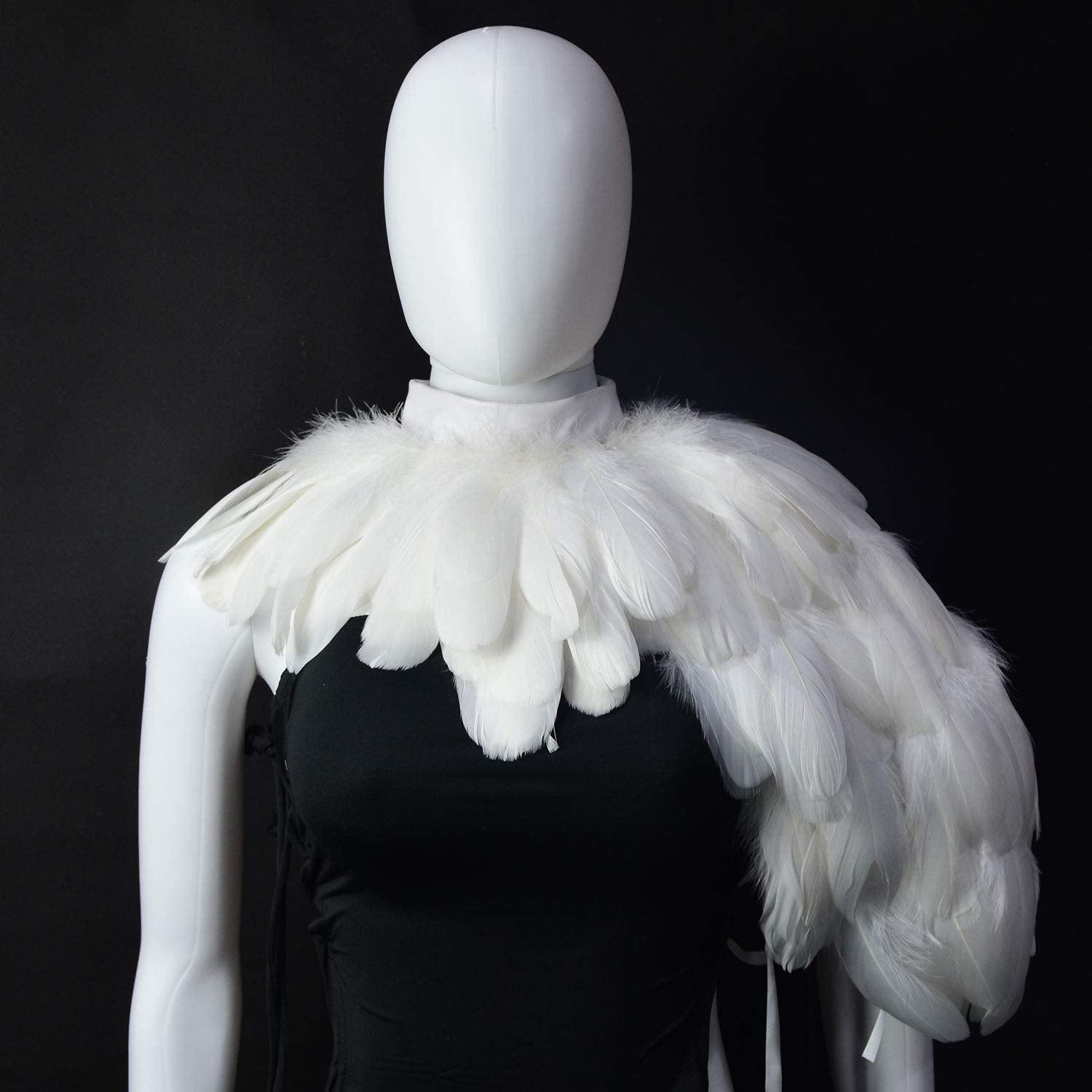 HOMELEX Feather Cape Shawl Costume Black Witch Wings Collar Adult Crow Neck - HOMELEX
