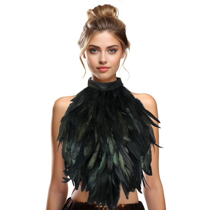 HOMELEX Feather Cape Shawl Costume Witch Wings Collar Adult Crow Neck